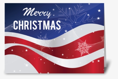 Patriotic Merry Christmas Flag With Snow Greeting Card - Hate People I Just Feel, HD Png Download, Transparent PNG