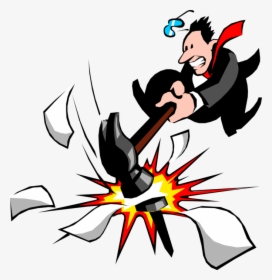 Vector Illustration Of Businessman Hitting The Nail - Hits The Nail On The Head, HD Png Download, Transparent PNG