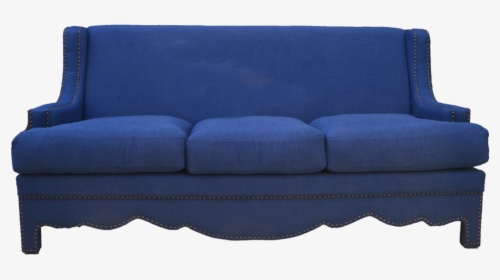 Navy Linen High Back Sofa With Nail Heads - Studio Couch, HD Png Download, Transparent PNG