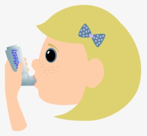 Girl With Asthma Spray Clip Arts - Asthma Clipart Png, Transparent Png, Transparent PNG