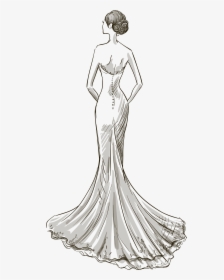 Wedding Dress Drawing - Drawing Wedding Dress, HD Png Download, Transparent PNG