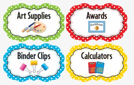 Tcr3565 Polka Dots Classroom Supply Labels Image - Art Supplies Clipart Label, HD Png Download, Transparent PNG