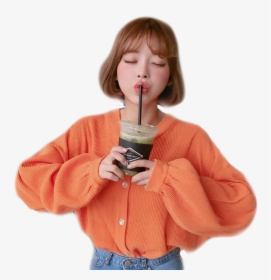 Ulzzangs Short Hair , Png Download - Orange Aesthetic Korean Girl, Transparent Png, Transparent PNG