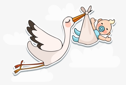 Transparent Baby Girl Clipart Black And White - Stork Baby Girl Png, Png Download, Transparent PNG