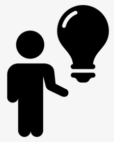 Man Standing With A Lightbulb - Person With Idea Symbol, HD Png Download, Transparent PNG