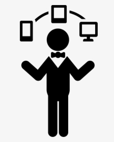 Man Standing With Connected Devices - Connected Devices Icon Png, Transparent Png, Transparent PNG