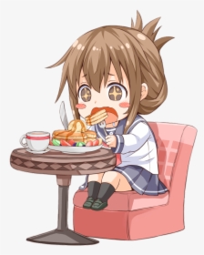 Transparent Anime Food Png - Anime Girl Eating Food, Png Download, Transparent PNG
