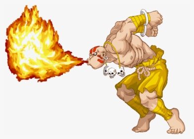 Dhalsim Performing “yoga Flame” From Street Fighter - Street Fighter 2 Dhalsim Flame, HD Png Download, Transparent PNG