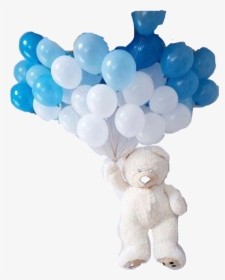#balloons Teddy #bear #blue #white #freetoedit - Cha De Bebe Simples, HD Png Download, Transparent PNG