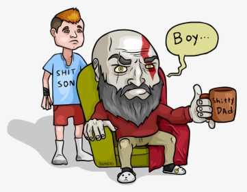 Kratos And His Shit Son - Cartoon, HD Png Download, Transparent PNG