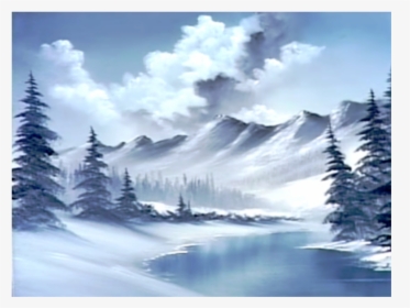 #snow #background #winter #winterwonderland #winterbackgrounds - Bob Ross Blue Painting, HD Png Download, Transparent PNG