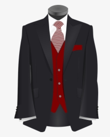Tuxedo, Suit, Tie, Black, Maroon, Red, Wedding, Groom - Suit Clipart, HD Png Download, Transparent PNG