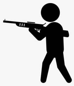 Criminal With Big Gun Silhouette - Stickman With Gun Png, Transparent Png, Transparent PNG