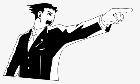 Ace Attorney Black Black And White Man Male Gentleman - Phoenix Wright Black And White, HD Png Download, Transparent PNG