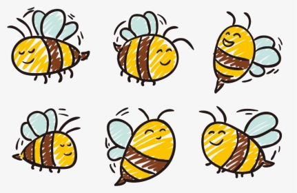 Cute Drawn Bee Clipart , Png Download - Bees Drawing Png, Transparent Png, Transparent PNG