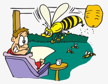 Man Scared Bees Flying Garden Human Person Adult - Man Scared Of Bee, HD Png Download, Transparent PNG