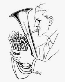 Playing Tuba Clipart Black And White, HD Png Download, Transparent PNG