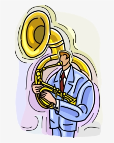 Vector Illustration Of Musician Playing Tuba Large - Tocando Tuba, HD Png Download, Transparent PNG