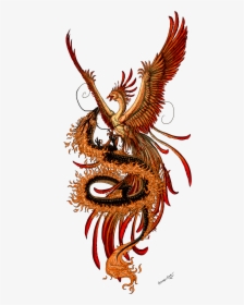 Dragon Tattoo Transparent Background Png - Phoenix And Dragon Tattoo, Png Download, Transparent PNG