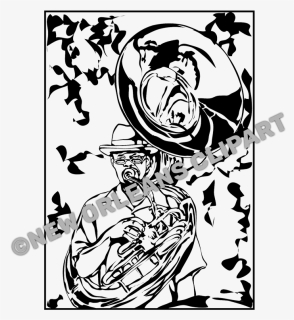 Tuba Player Outline Clip Art - Illustration, HD Png Download, Transparent PNG