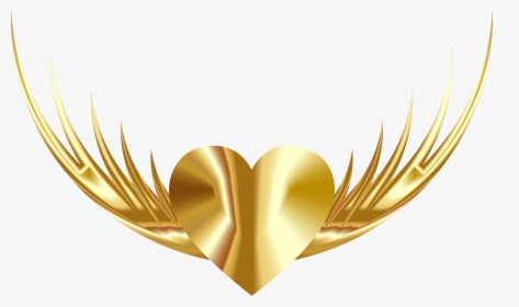 Transparent Heart With Wings Clipart - Golden Heart With Wings, HD Png Download, Transparent PNG