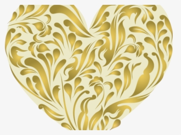 Transparent Gold Swirl Clipart - Gold Heart Clip Art, HD Png Download, Transparent PNG