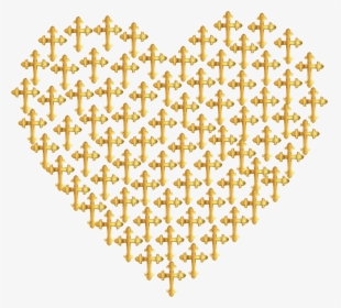 Love Heart Crosses Gold No Background Clip Arts - Transparent Background Gold Heart Symbol, HD Png Download, Transparent PNG
