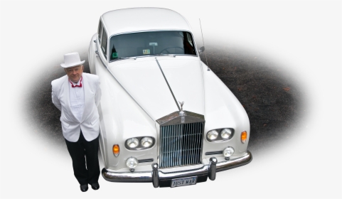 Photo Of A Chauffeur In Front Of A White 1964 Rolls-royce - Antique Car, HD Png Download, Transparent PNG