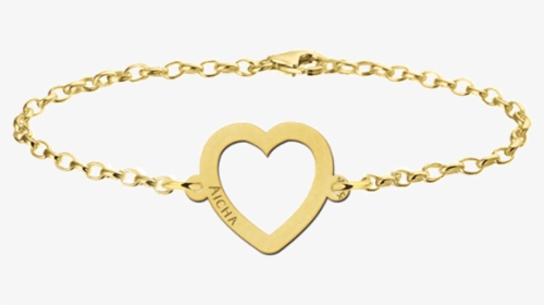 Gold Heart Bracelet - Armbandje 14 Krt Goud Cirkel Hartje, HD Png Download, Transparent PNG