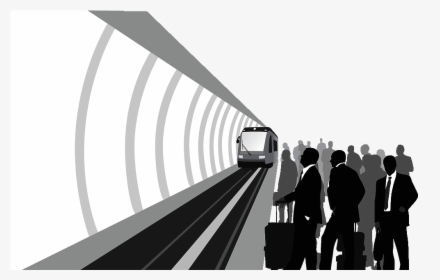 Train Rail Transport Rapid Transit Silhouette Illustration - Silhouette Train Station Clipart, HD Png Download, Transparent PNG