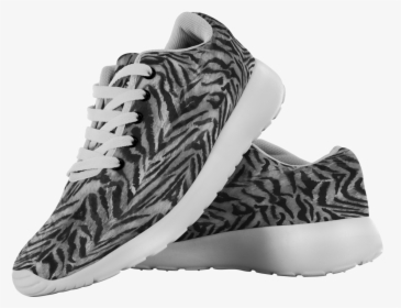 Grey Tiger Striped Low-top Sneakers/ Running Shoes - Shoe, HD Png Download, Transparent PNG