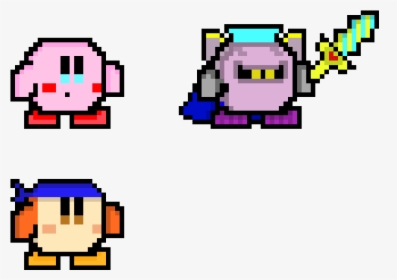 Pixel Kirby, Meta Knight, And Bandanna Dee - Kirby Meta Knight Pixel Arts, HD Png Download, Transparent PNG