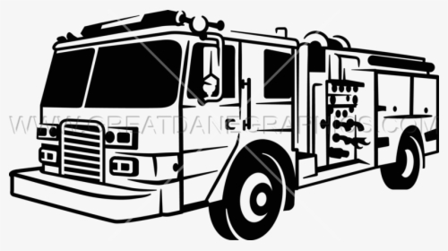 Transparent Fire Engine Png - Fire Truck Black And White Clipart, Png Download, Transparent PNG