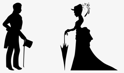 Married Couple Silhouette Clipart - Silhouette Victorian Person, HD Png Download, Transparent PNG