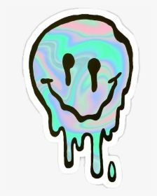 #tumblr #holographic #hologram #face #freetoedit - Trippy Melted Smiley Face, HD Png Download, Transparent PNG