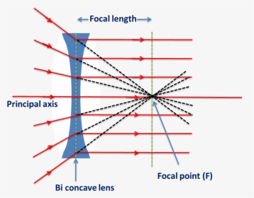 Biconcave Lens -behaviour Of Rays Passes Through Focal - Lens Ray Through Focal Point, HD Png Download, Transparent PNG