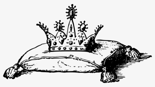 Crown On A Cushion - Black And White Free Clip Crown On Pillow, HD Png Download, Transparent PNG