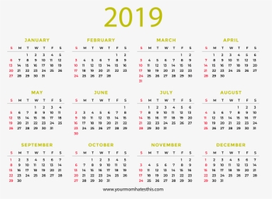 Whole Year Calendar 2019, HD Png Download, Transparent PNG