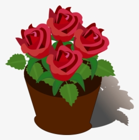 Petal,plant,flower - Rose Flower Pot Drawing, HD Png Download, Transparent PNG