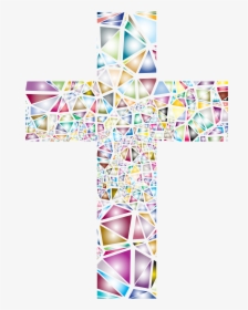 Low Poly Stained Glass Cross 2 No Background Clip Arts - Stained Glass Transparent Background, HD Png Download, Transparent PNG