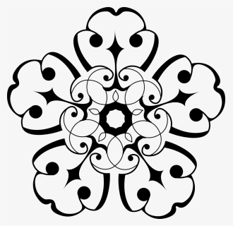 White And Black Ornamental Flower Flower Flower - Flower Clip Art Free Black And White, HD Png Download, Transparent PNG