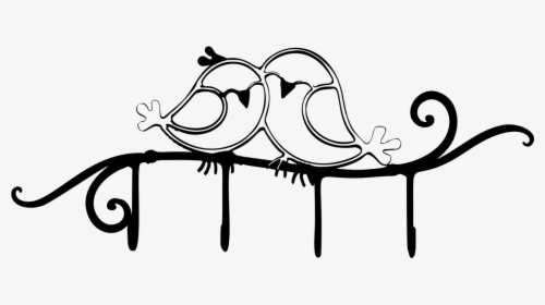 Love Birds Animals Free Picture - Love Birds Clipart Black And White, HD Png Download, Transparent PNG