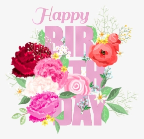 Happy With Png Clip - Happy Birthday Flowers Png, Transparent Png, Transparent PNG