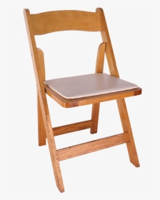 Chair, Natural Oak Wood Folding Chair With Padded Seat - Wooden Chair Folding Chair, HD Png Download, Transparent PNG