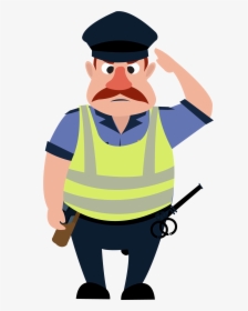Salute Police Officer Security Guard Cartoon People - Police Officer Cartoon Png, Transparent Png, Transparent PNG