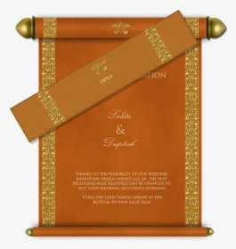 Transparent Scroll Design Png - Wedding Invitation Card Design Hindu, Png Download, Transparent PNG