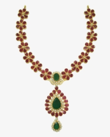 Png Jewellers Laxmi Road Pune - Emerald And Ruby Stone Gold Necklace, Transparent Png, Transparent PNG