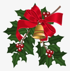 Christmas Bells & Holly Leaves - Christmas Leaves Png, Transparent Png, Transparent PNG