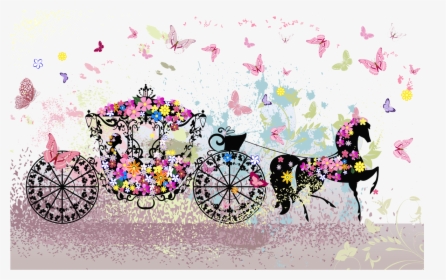 Butterfly Photography Carriage Stock Wedding Flowers - Vector Wedding Cart, HD Png Download, Transparent PNG