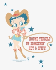 Betty Boop Hot And Spicy Cowgirl Juniors T-shirt - Betty Boop Cowgirl, HD Png Download, Transparent PNG
